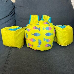 Speedo US Coast Guard Approved Child Life Jacket 30-50 lbs Yellow Fish Print